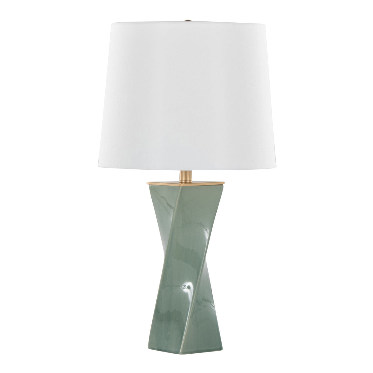 Curvo Square Contemporary Table Lamp with Twisted Ceramic Base - Green or Beige