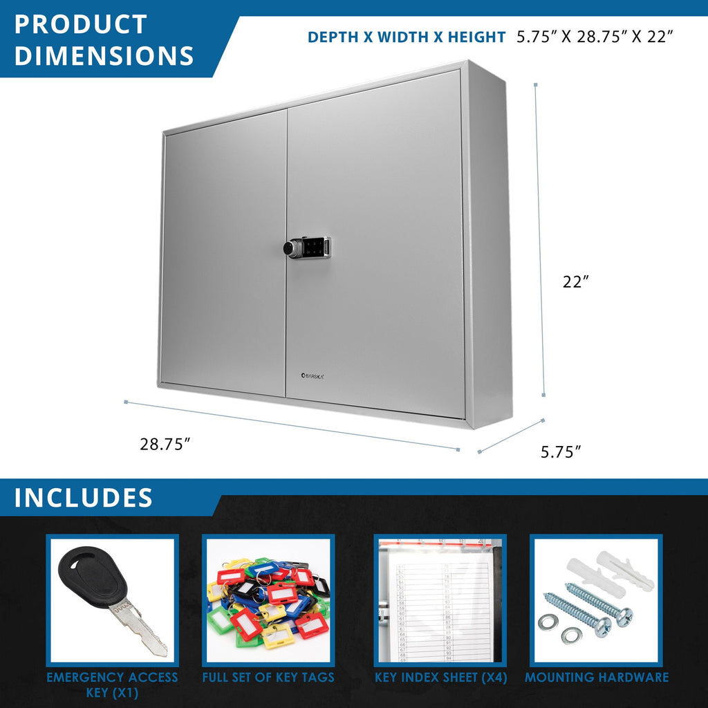 Adjustable Key Lock Box with Digital Lock - 400 Key Capacity - Gray