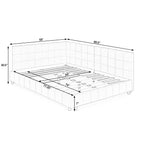 Mid-Century Storage Upholstered Tufted Bed Frame with Backrest and Armrests - Multiple Colors