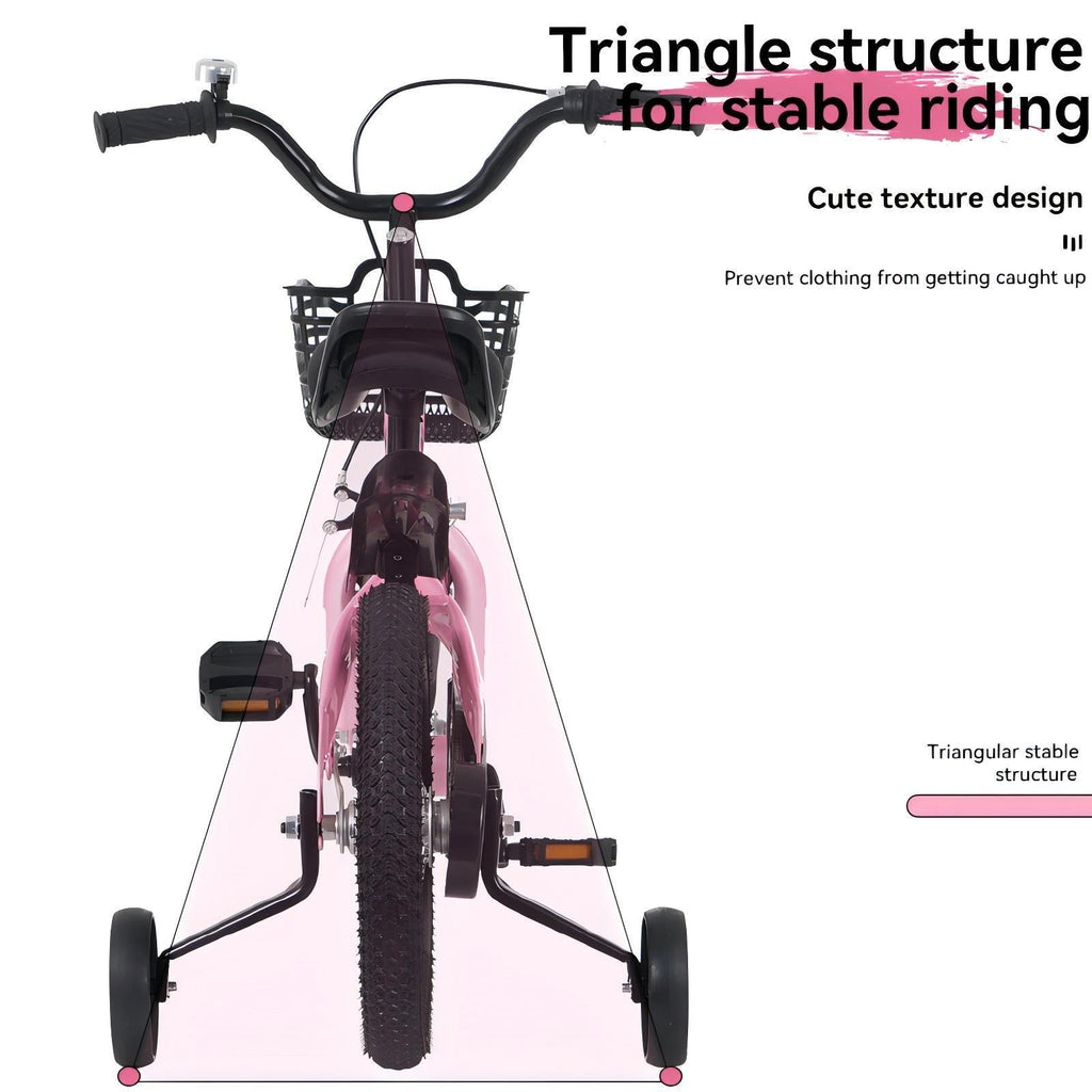 16-Inch Sporty Kids Cruiser Bike with Training Wheels - Green or Pink