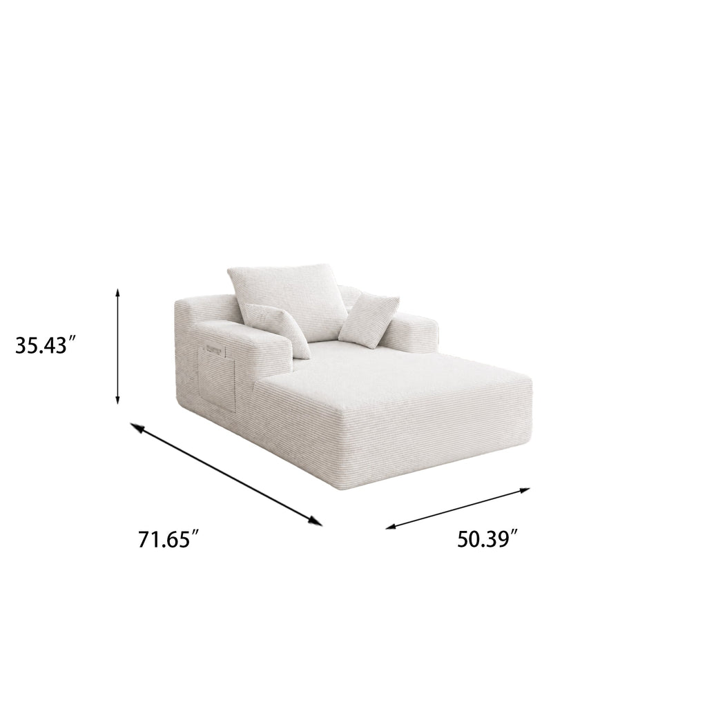71.65'' Corduroy Chaise Lounge Sofa with Cup Holders & Storage Pocket