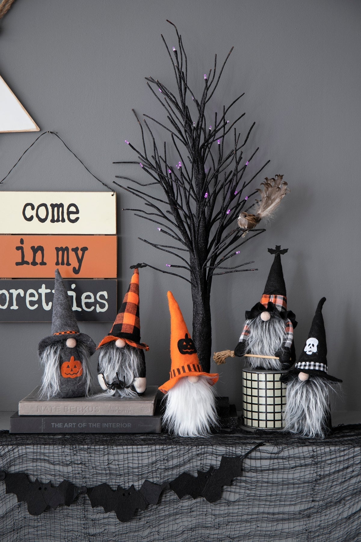 10.6"H Halloween Gnome Decor Set of 2 with Handcrafted Detail - Orange