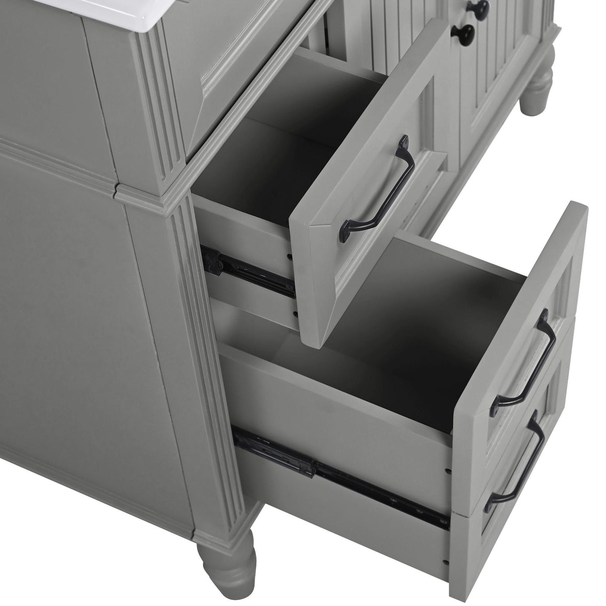 Bathroom Vanity With Sink and Drawers - Freestanding Solid Wood Cabinet
