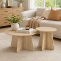 Retro-Style Nesting Coffee Table Set with Space-Saving Design - Walnut or Wood