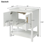 Elegant Bathroom Vanity with Ceramic Sink and Storage - White or Green