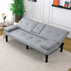 Foldable Sofa Bed with Cup Holder and Solid Wood Frame - Multiple Colors