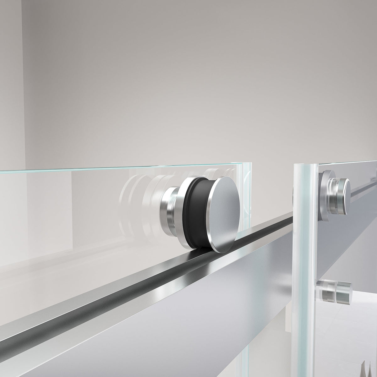Double Sliding Frameless Soft-Close Shower Door with Brushed Nickel Finish