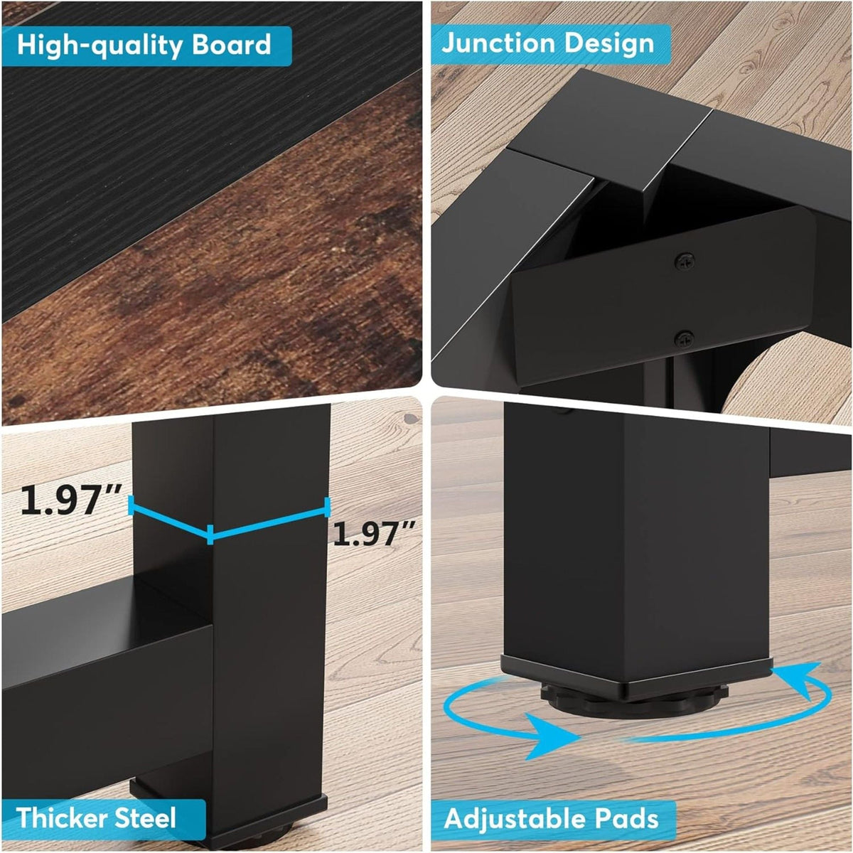 Executive Office Desk with Thick Frame - Brown / Black