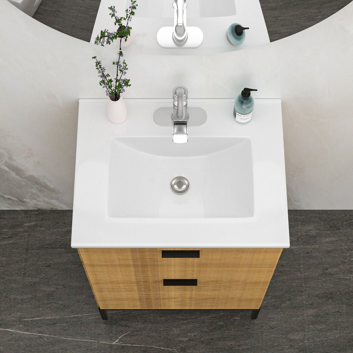 Premium Rectangular Vanity Top with Single Faucet Hole and Overflow - White