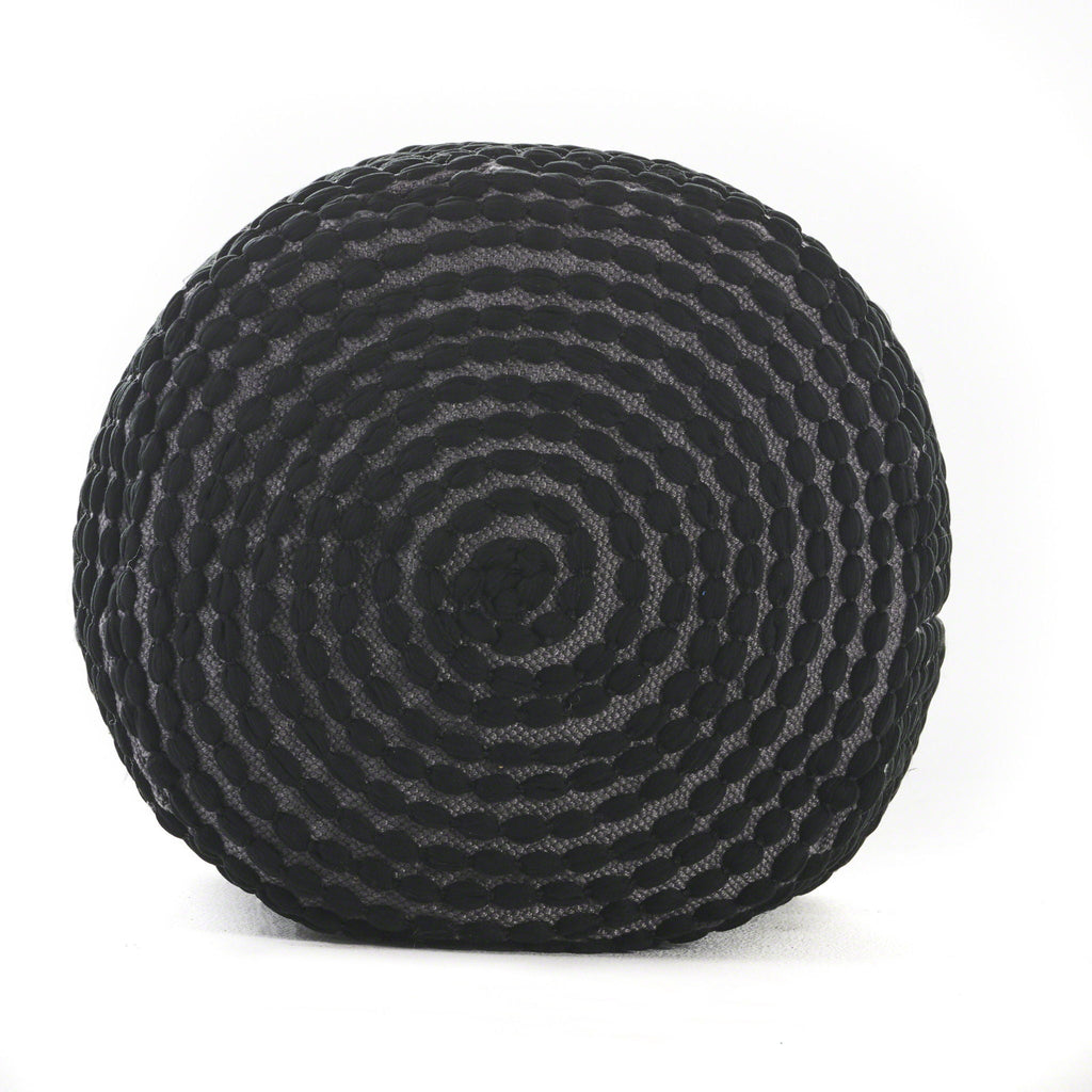 Handcrafted Cylindrical Accent Pouf with Water Resistant Fabric - White, Green, Black