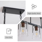 Adjustable Pendant Lighting with Clear Glass Shade - Black or Gold