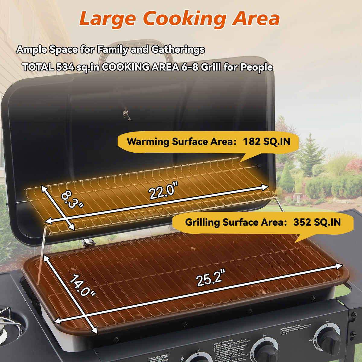 4 Burner Propane Gas BBQ Grill with Side Burner - Black