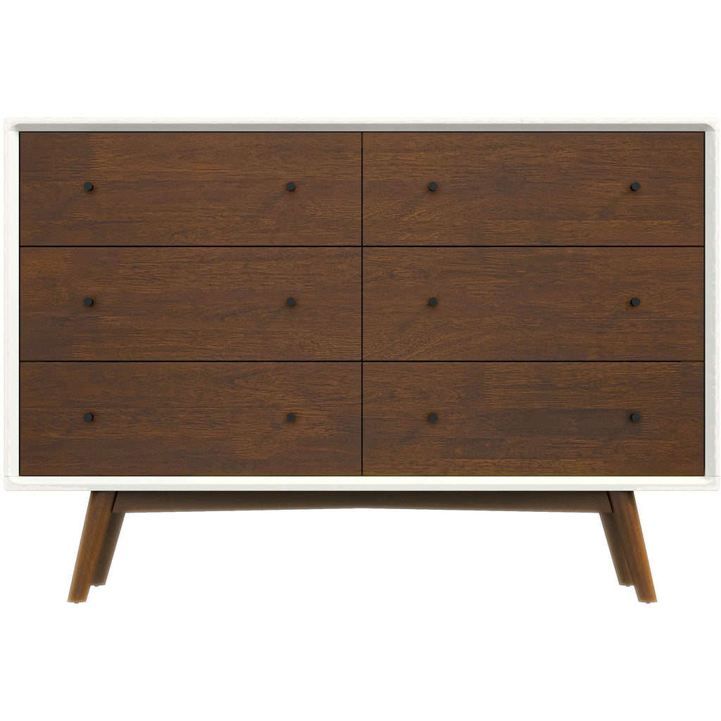 6-Drawer Dresser with Spacious Storage - Dark Brown / White