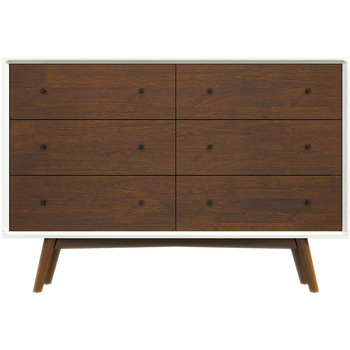 6-Drawer Dresser with Spacious Storage - Dark Brown / White