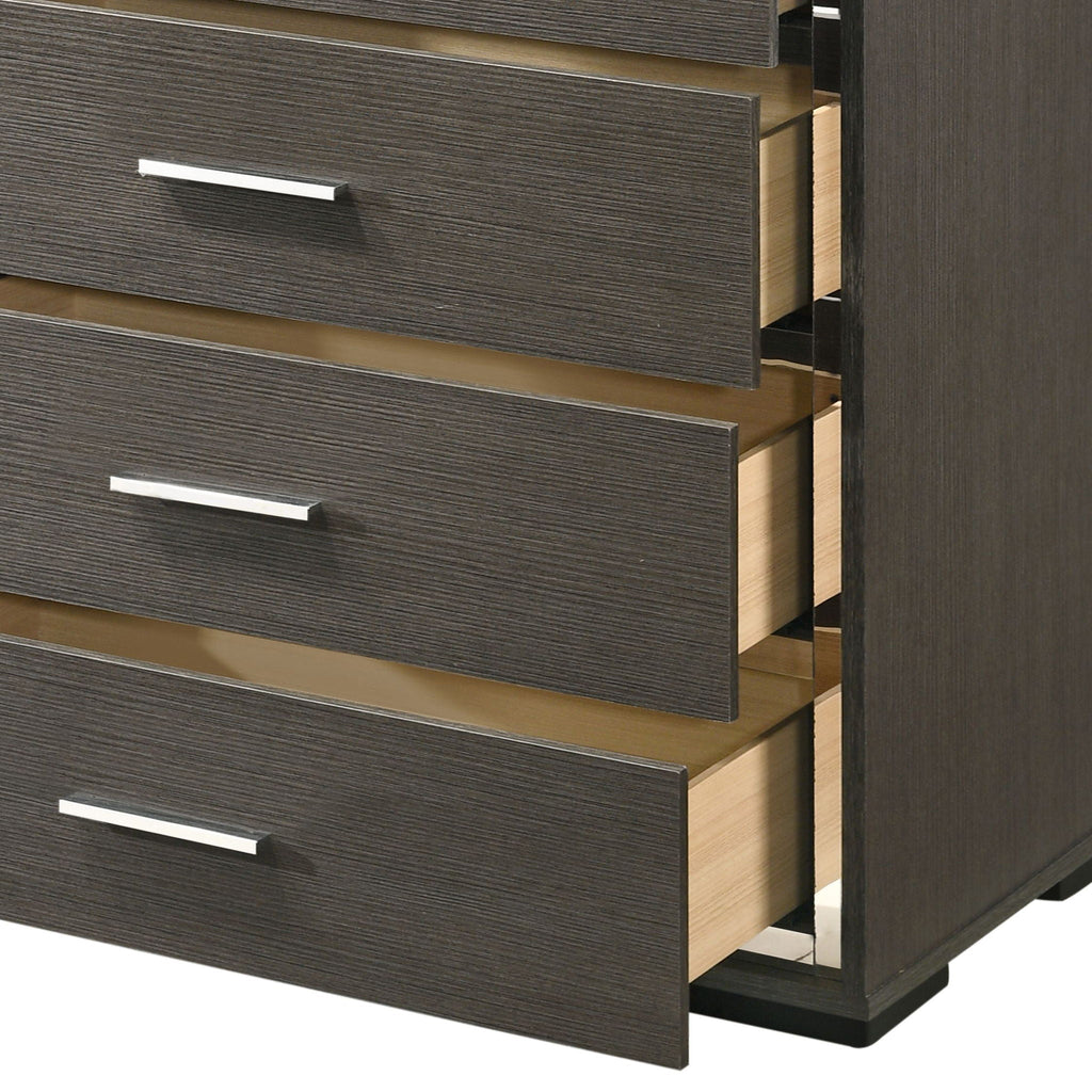 Escher Chest with Five Dovetail Drawers - Gray / Oak