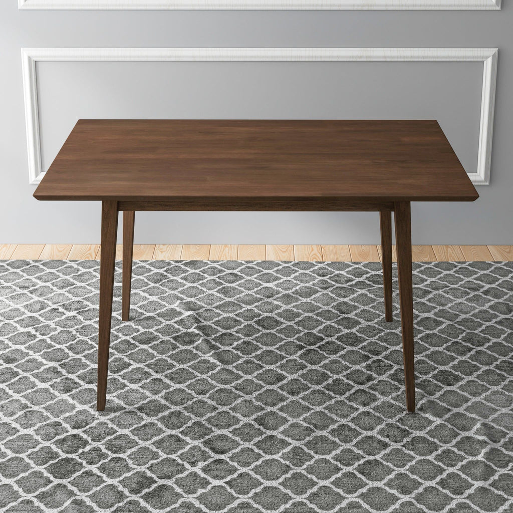Rectangular Modern Dining Table with Solid Wood Construction – Dark Brown or White