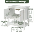 Elegant Bathroom Vanity with Ceramic Sink and Storage - White or Green