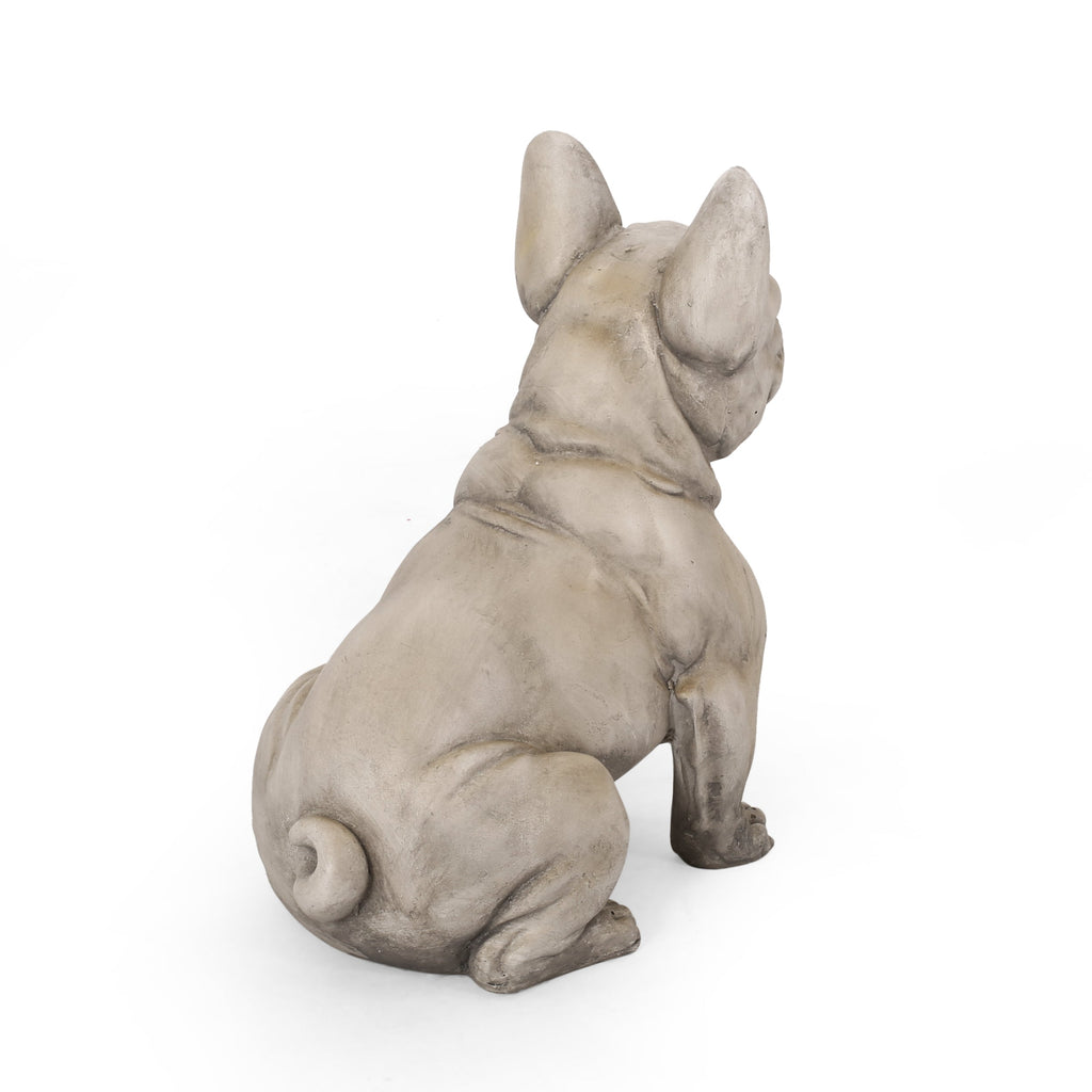 French Bulldog Garden Sculpture with Weather-Resistant Finish - Gray