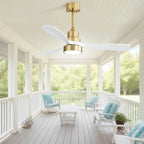 Indoor Ceiling Fan with Dimmable LED Light and 6-Speed Remote - Light Brown or White