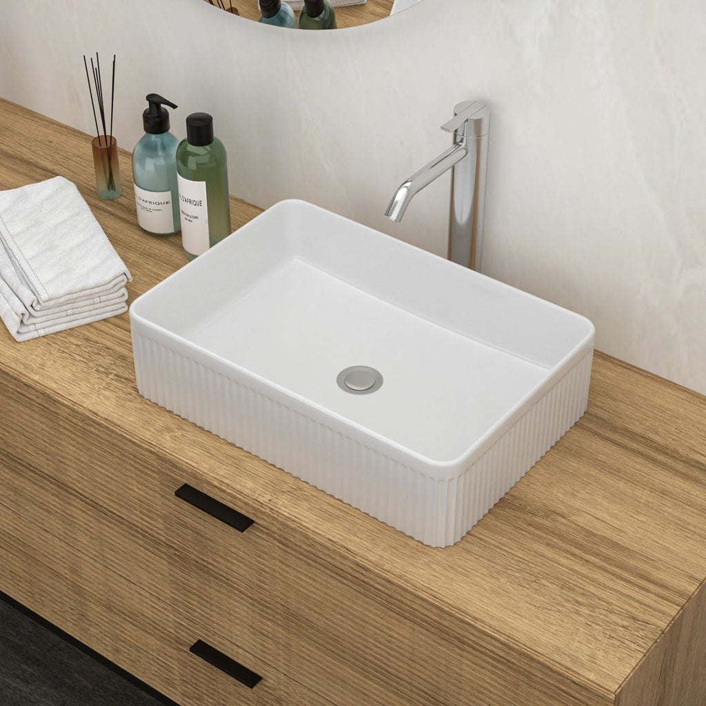 Modern Ceramic Vessel Bathroom Sink with Stain Resistance - White