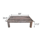 Rustic Wood Coffee Table with Block Legs - Natural Finish