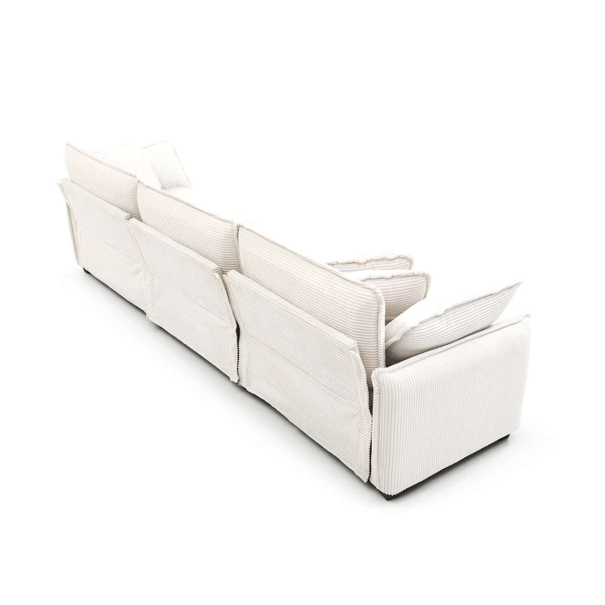 Deep Seat Sofa Set with Plush Corduroy Cushions – Beige