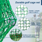 Golf Practice Net Cage with Metal Frame Hitting Net Kit - Black
