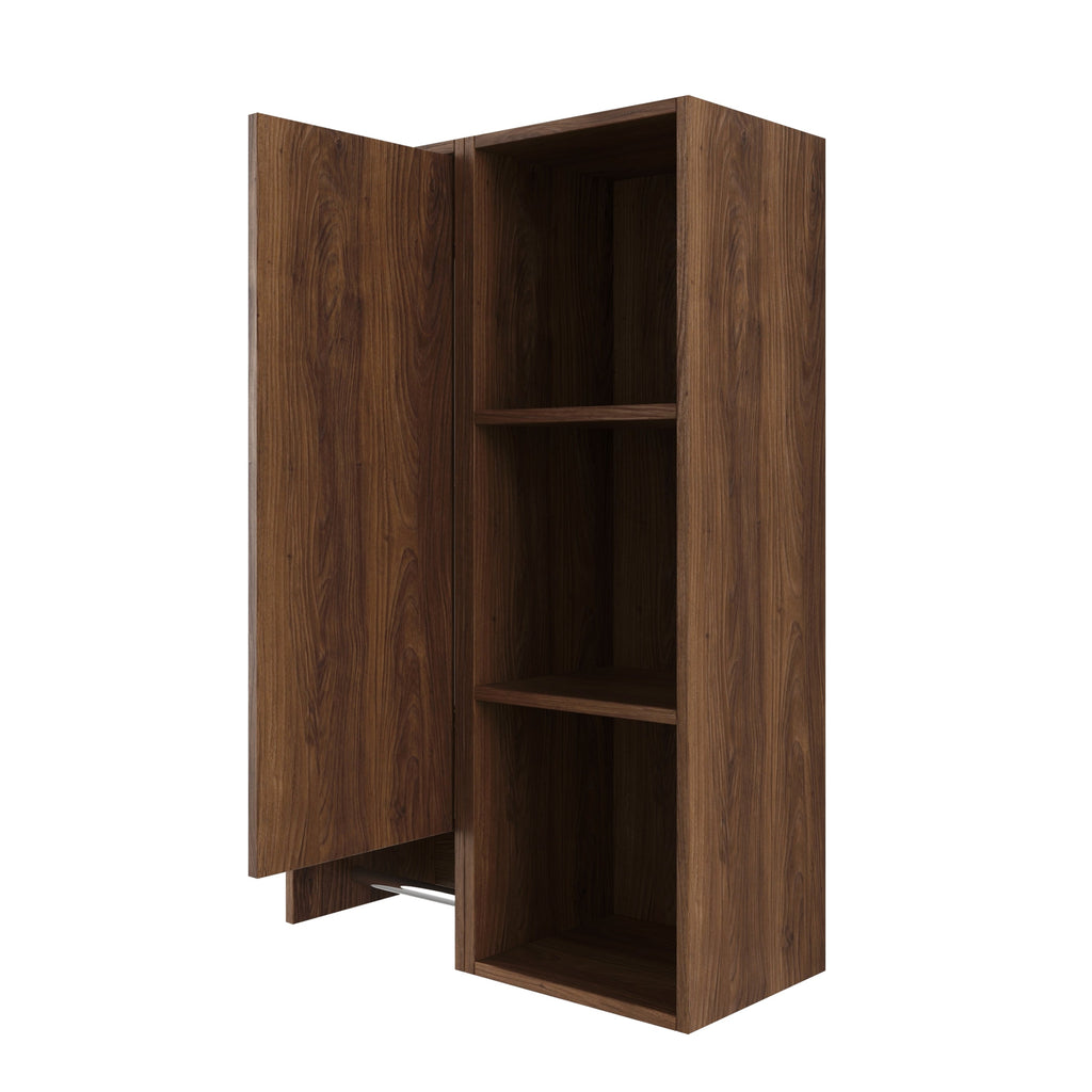 24 Inch Wall-Mounted Side Cabinet with Soft Closing Door - Brown Ebony