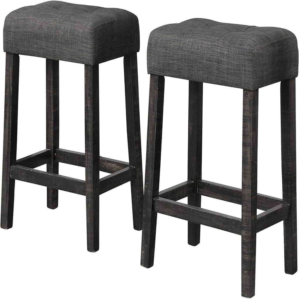 Transitional Backless Counter Stool Set with Upholstered Cushion - Black or Beige