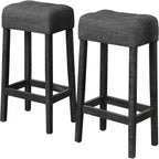 Transitional Backless Counter Stool Set with Upholstered Cushion - Black or Beige