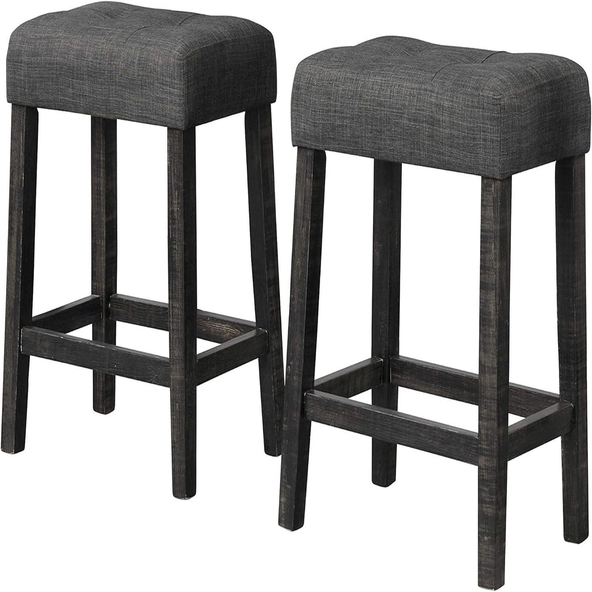 Transitional Backless Counter Stool Set with Upholstered Cushion - Black or Beige