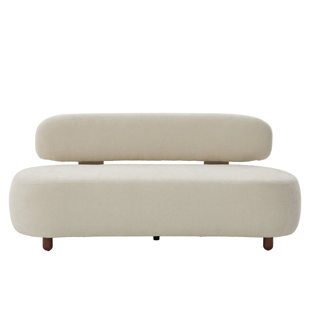 Modern Curved Upholstered Chenille Sofa with Wood Frame - Beige or Nomad
