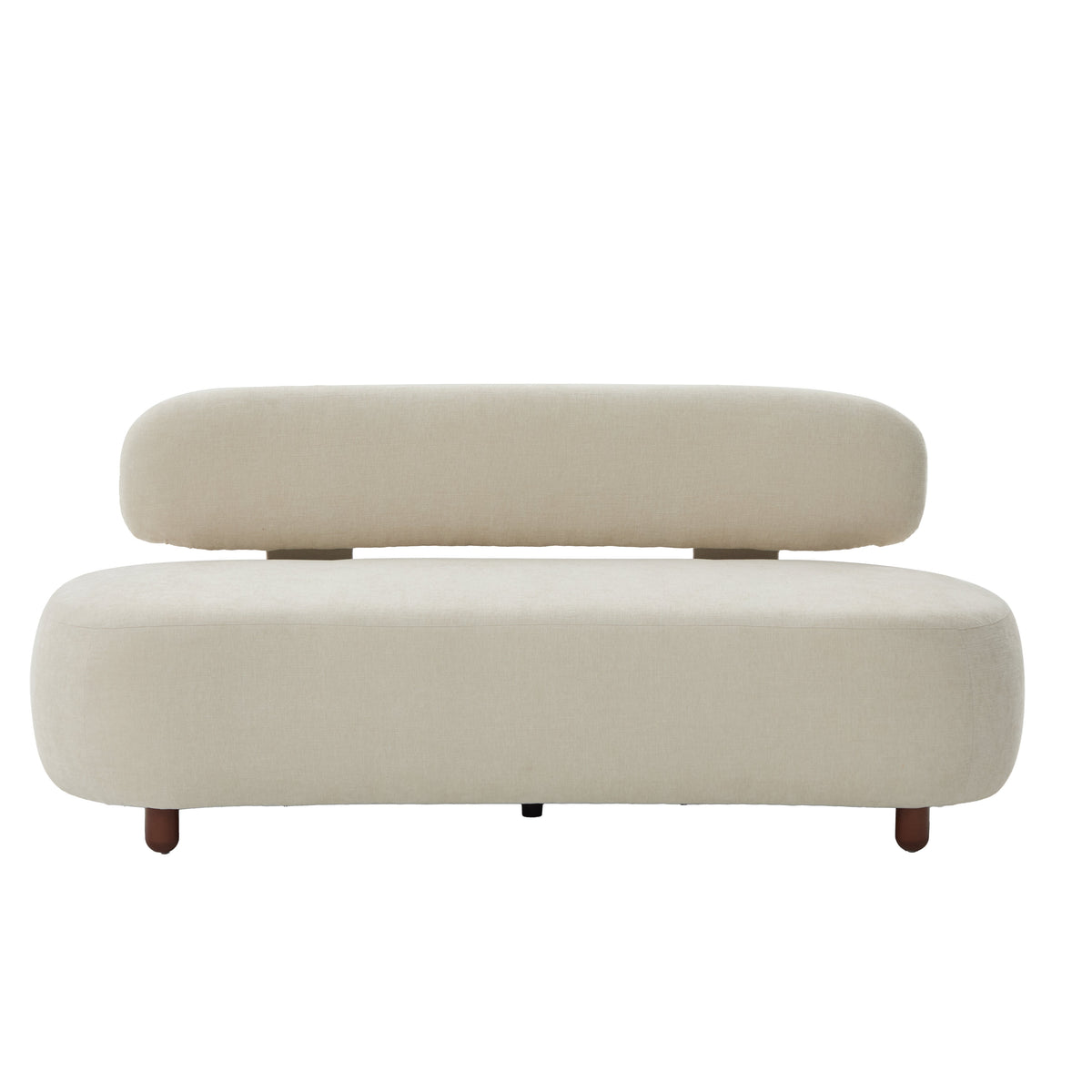 Modern Curved Upholstered Chenille Sofa with Wood Frame - Beige or Nomad