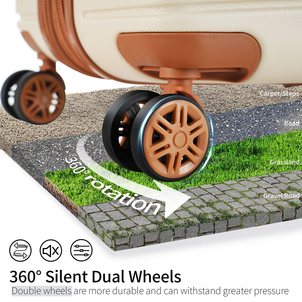 4 Piece Hard Shell Luggage Set with Spinner Wheels - Multiple Colors