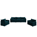 Modern 3-Piece Sofa Set with Accent Chairs - Chenille