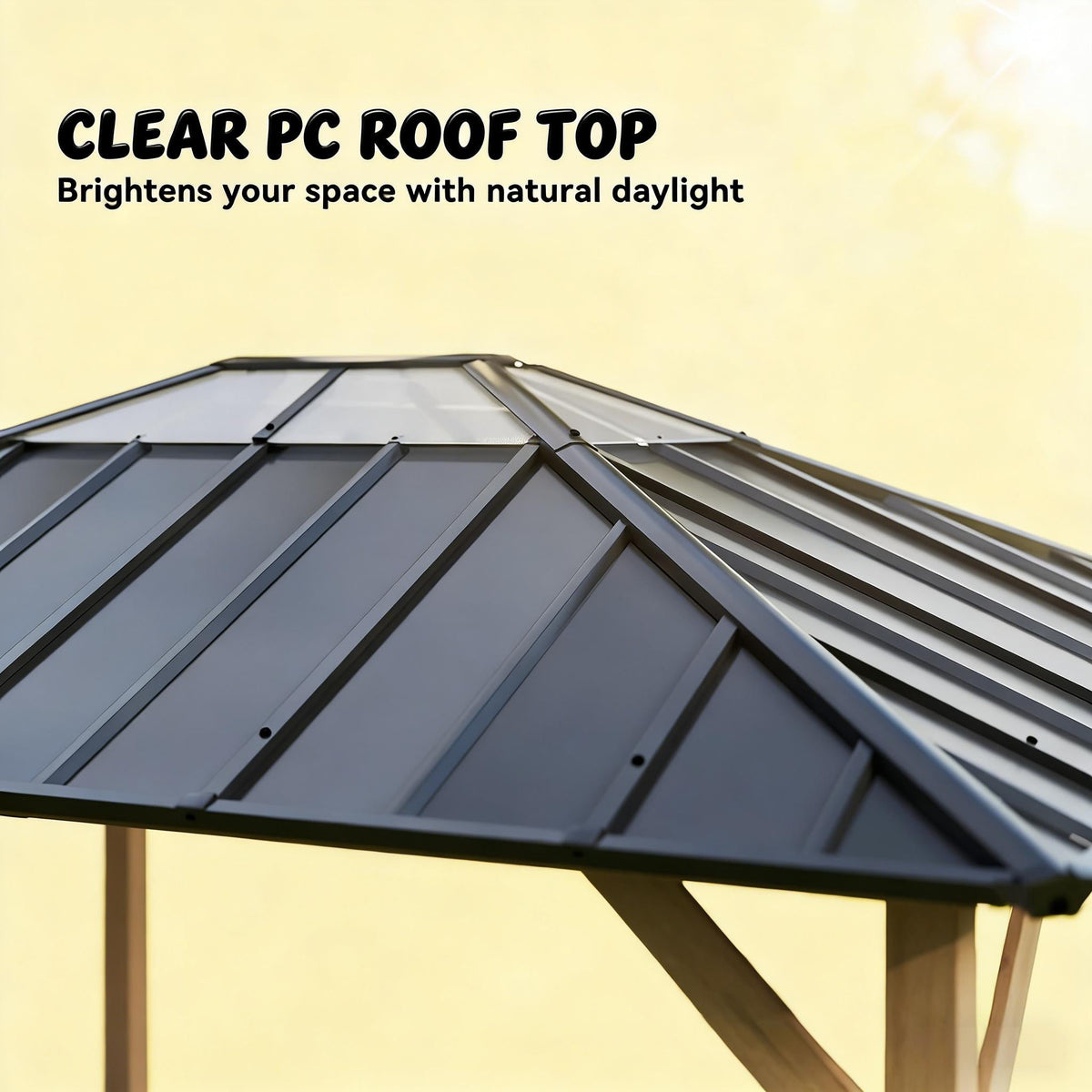 Spacious Outdoor Hardtop Gazebo with Durable Steel Roof - Natural Wood