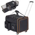 2 in 1 Large Cat Carrier with Rolling Wheels and Expandable Design - Black