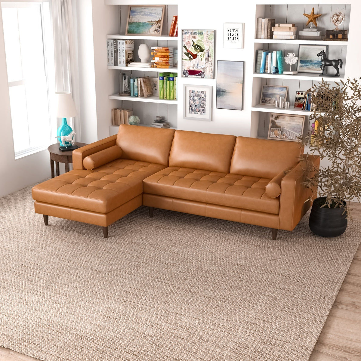 Corner Sectional Sofa with Removable Cushions - Orange