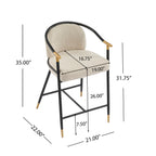 Upholstered Counter Stool with Metal Frame - 26" Seat Height, Set of 2 - Almond