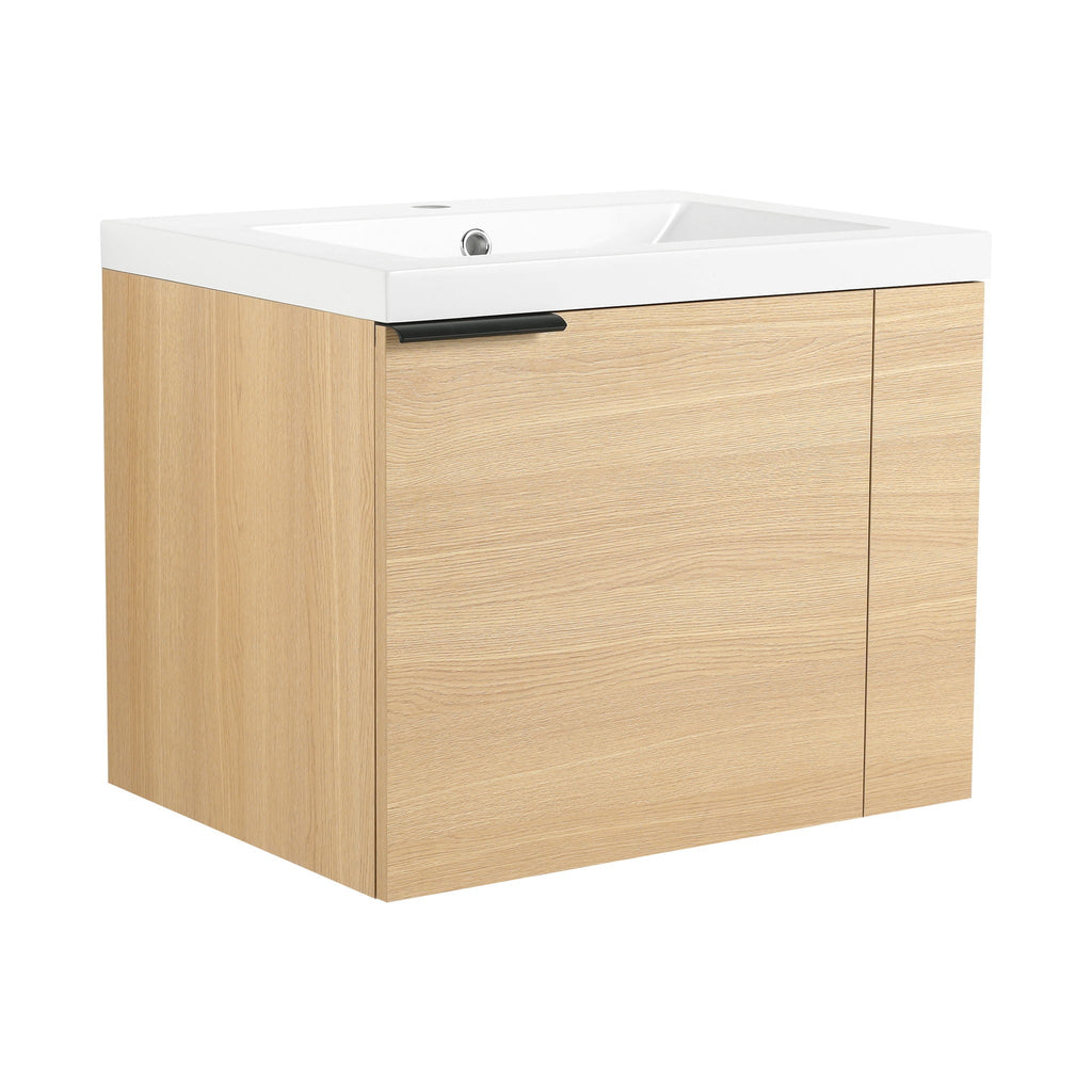 Modern Bathroom Vanity with Side Storage - Light Brown or White
