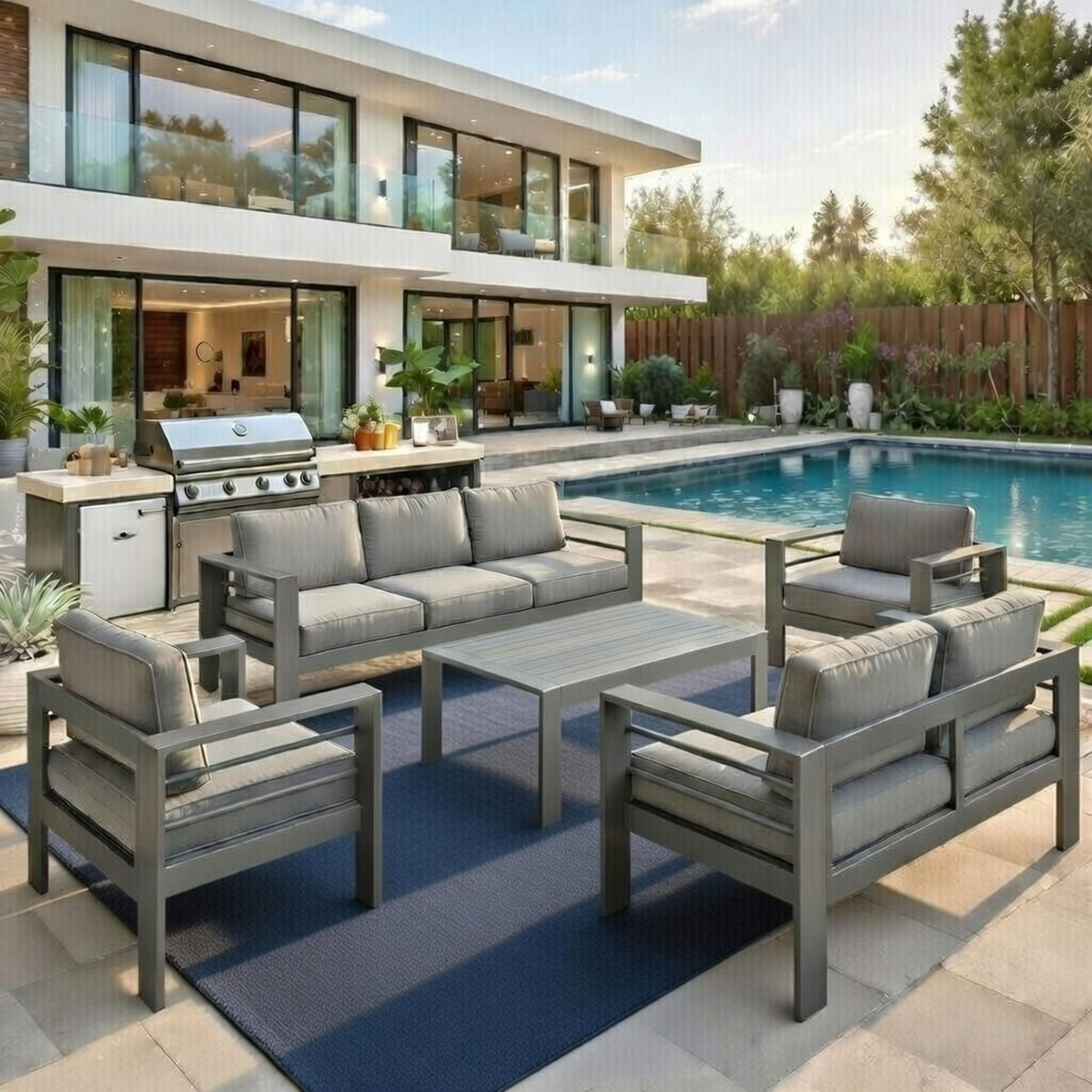 All-Weather Outdoor Patio Set with Thick Cushions - Multiple Colors