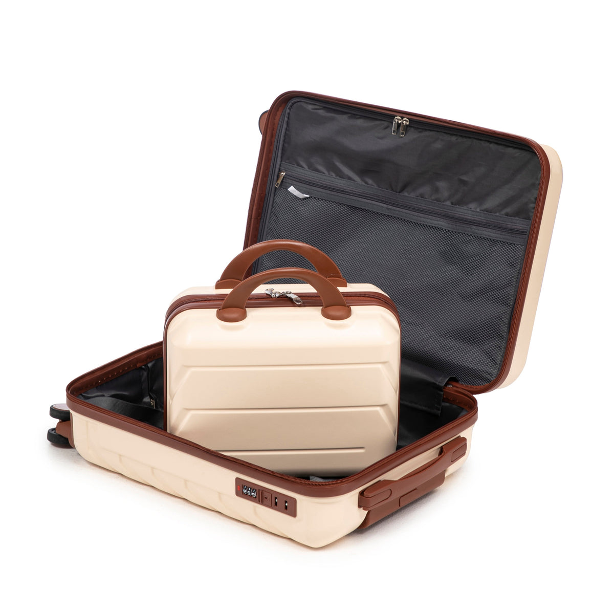 Beige 2-Piece Spinner Luggage Set with Hard Shell - Beige
