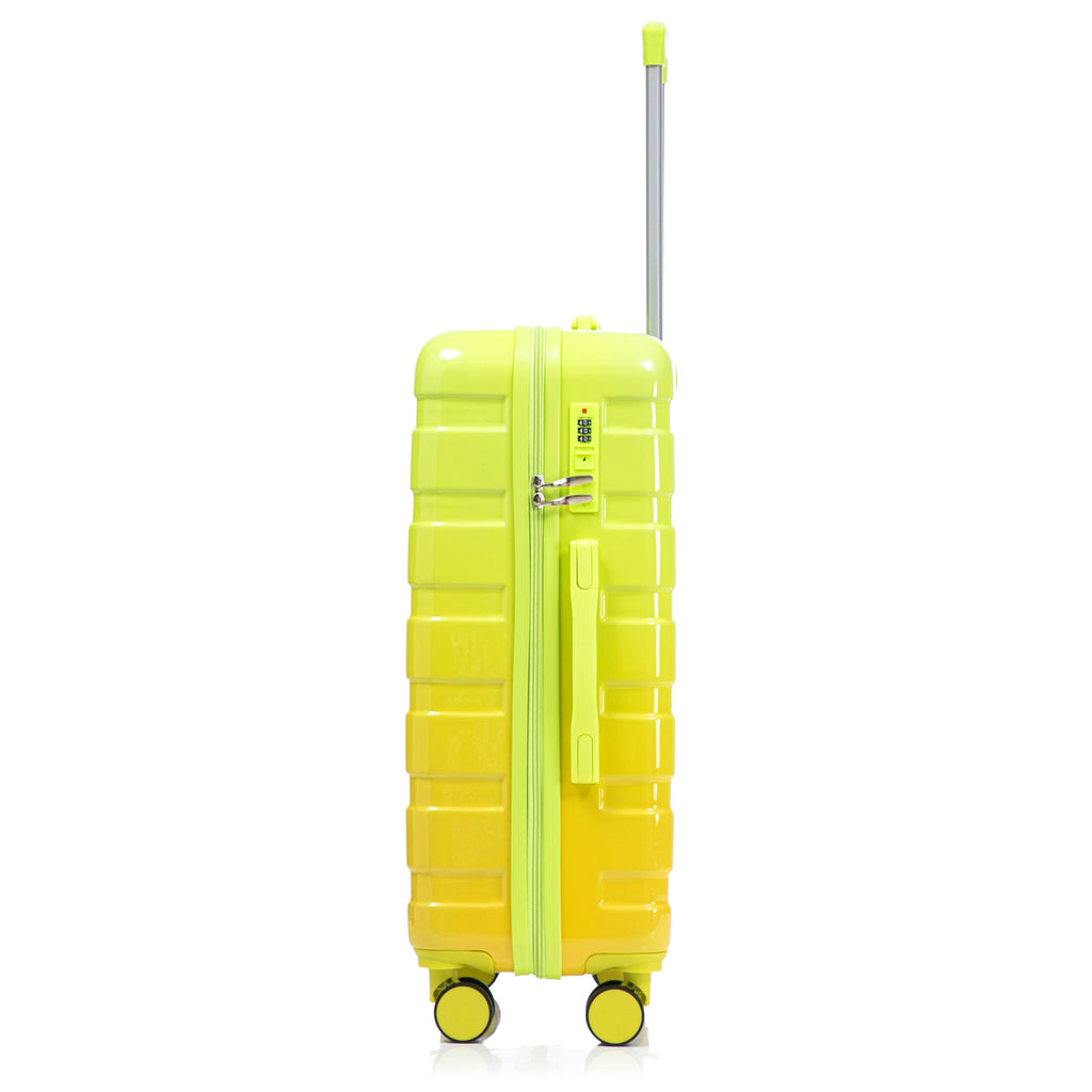 PC Spinner Wheel Luggage Set with 360° Wheels - Green + Yellow