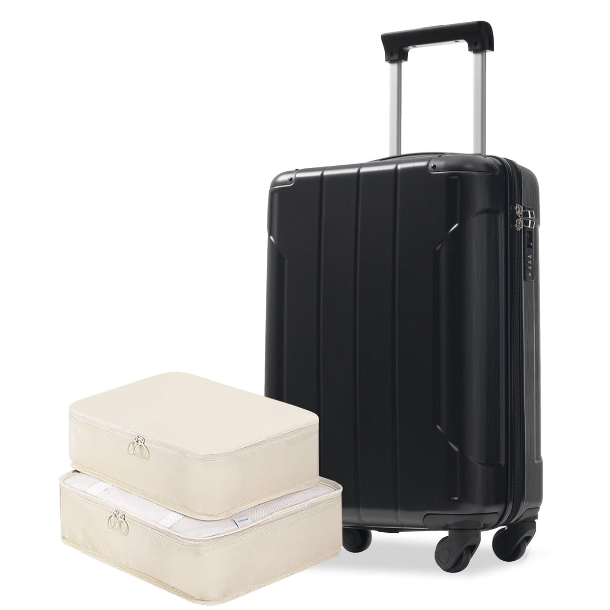 20-Inch Hardshell Carry-On Luggage with TSA Lock - Black