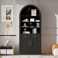 Arched Bookshelf with Storage Cabinet with Modern Curved Top - MDF