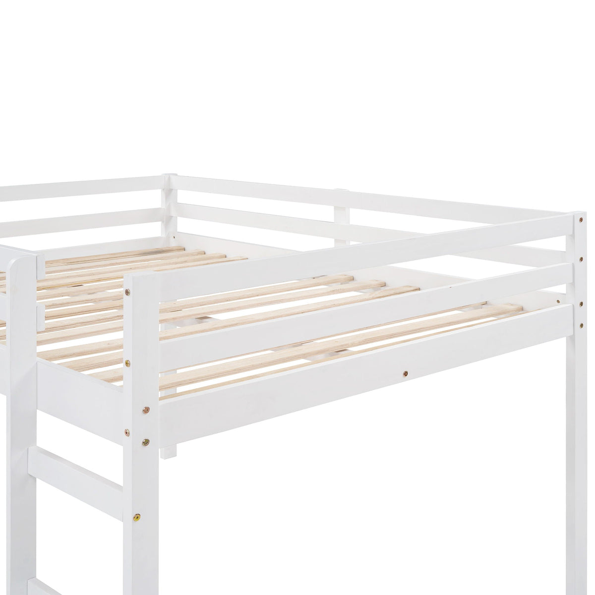 White Full Loft Bed with Slide - Multifunctional Design