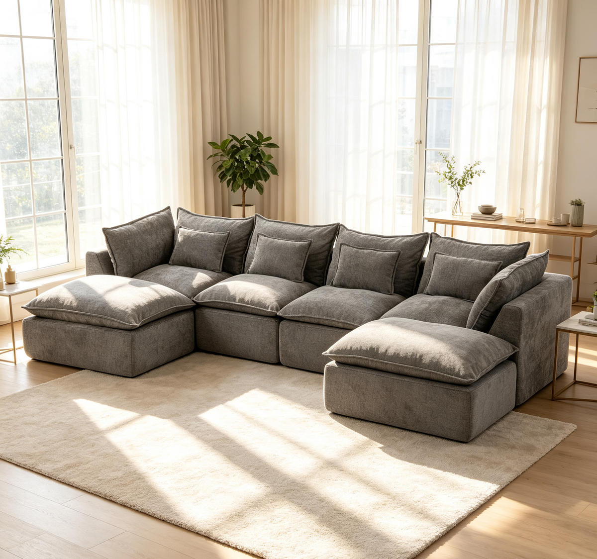 Cloud Couch Oversized Modular Sectional Sofa with Flexible Configuration - Antique White or Grey