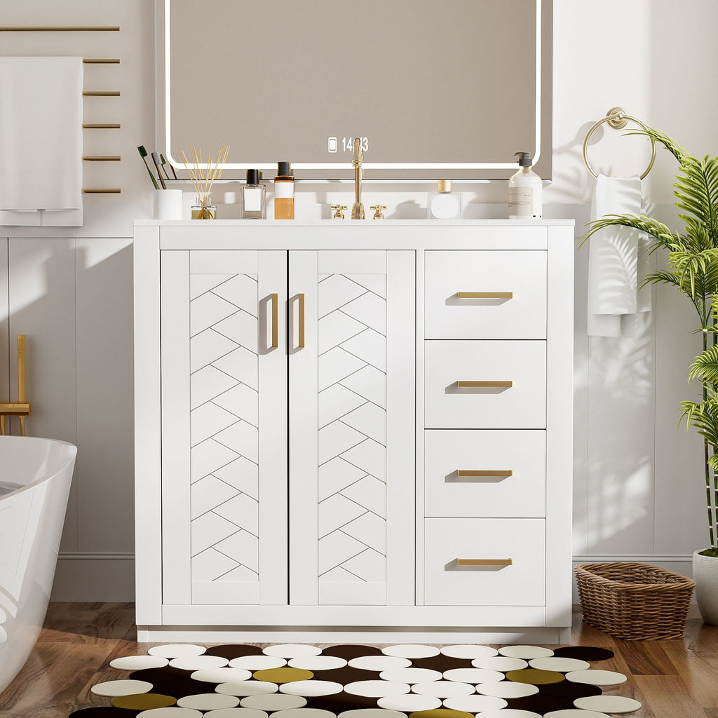 Retro Style Bathroom Vanity with Soft Closing Doors - Multiple Colors