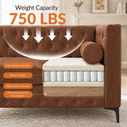 Elegant Button Tufted Sofa with Metallic Legs - Faux Leather