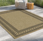 Jute/Black Indoor/Outdoor Area Rug with Flatweave Construction - Earth GC_NTL1006